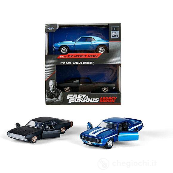 Fast & Furious Twin Pack 1:32 1969 Chevrolet Camaro & 1968 Dodge Charger Wide Body (F9)
