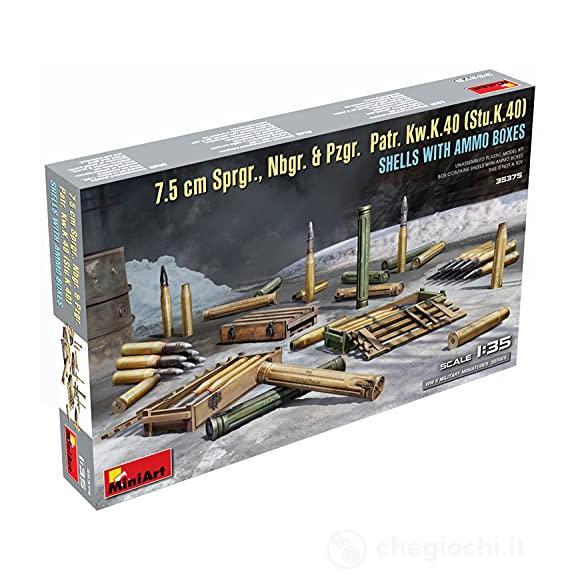 1/35 7.5 cm Sprgr. Nbgr. & Pzgr.  Patr. Kw.K.40 Shells with Ammo Boxes (MA35375)
