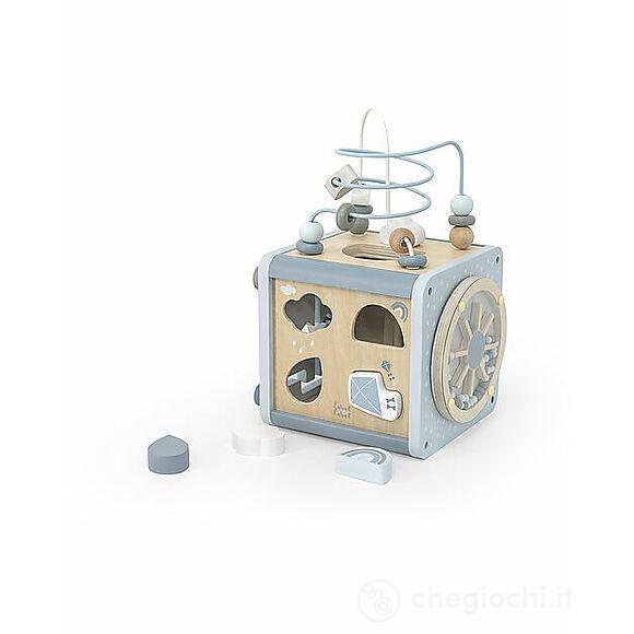 Cubo Attività In Legno - Azzurro - 5 In 1