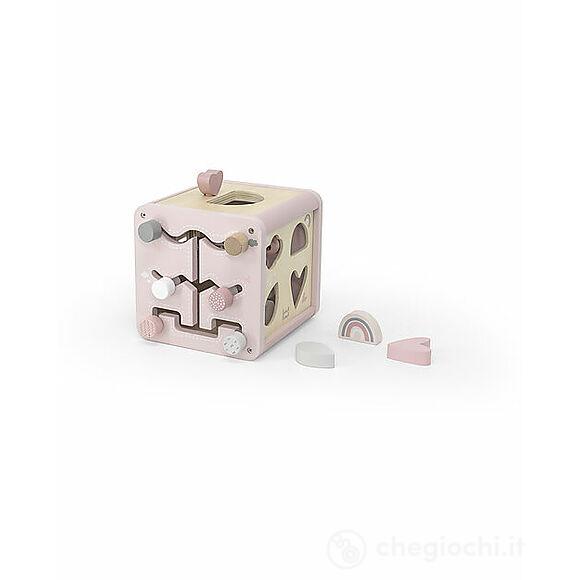 Cubo Attività In Legno - Rosa - 5 In 1