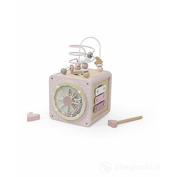 Cubo Attività In Legno - Rosa - 5 In 1