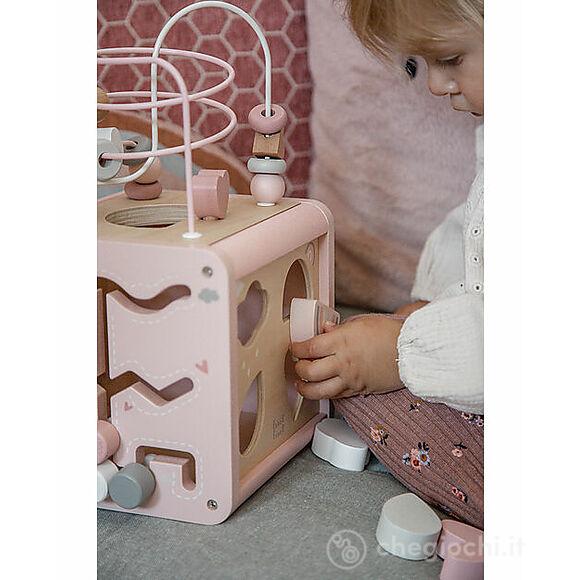 Cubo Attività In Legno - Rosa - 5 In 1