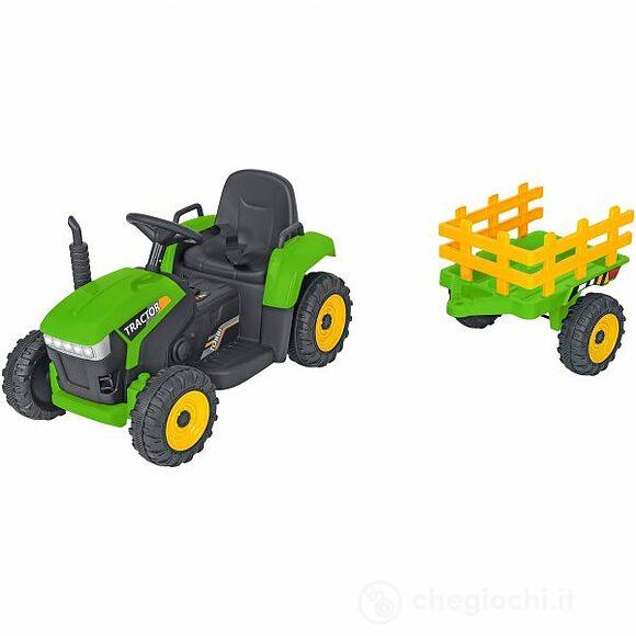  Trattore Elettrico Verde con Rimorchio Removibile (40434)