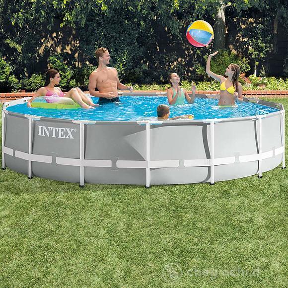 Piscina Prisma Frame 457x107 cm con pompa filtro, scaletta doppia, telo base e copertura (26724)