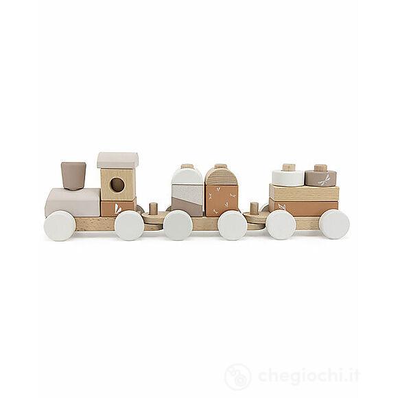 Trenino Giocattolo In Legno - Beige