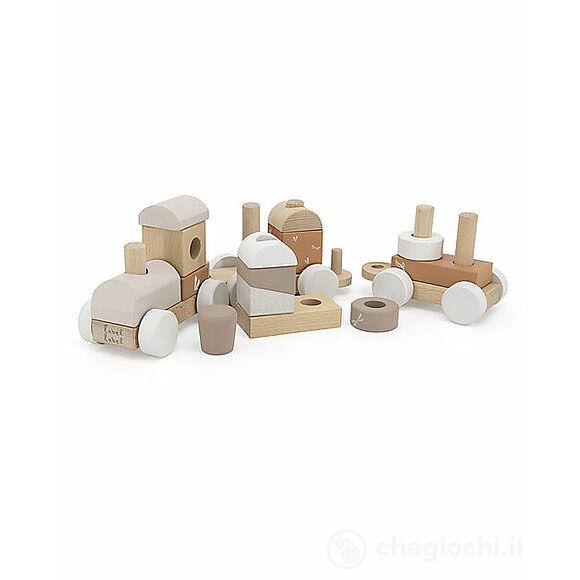 Trenino Giocattolo In Legno - Beige