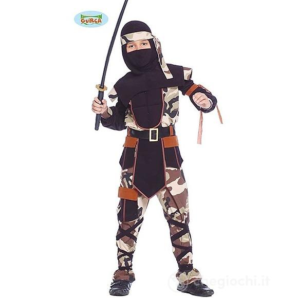 Costume Da Ninja Mimetico Militare Bambino Taglia 7-9 Anni (81452)