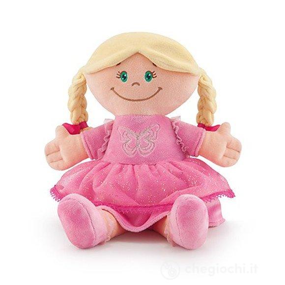 Bambola pezza bionda abito fucsia M (64461)