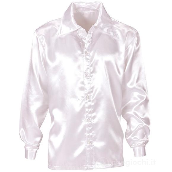 Camicia Disco Anni 70 Bianca In Raso M