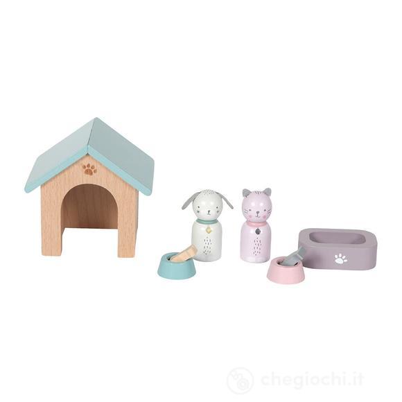 Playset cuccioli Casa delle bambole in legno - 8 pezzi (LD4475)