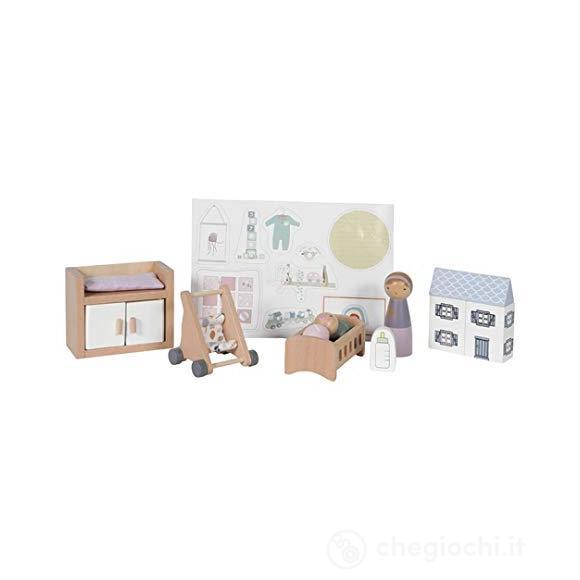 Nursery Casa delle bambole in legno - 11 pezzi (LD4477)