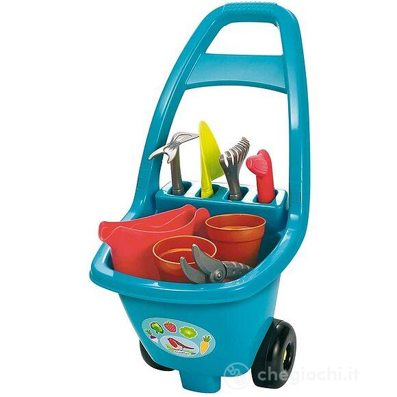 Garden&Season Carrellino con utensili da giardino 8 pz: inclusi annaffiattoio, vasi, forbice, zappa, rastrello, plaetta e foraterra (7600004479)