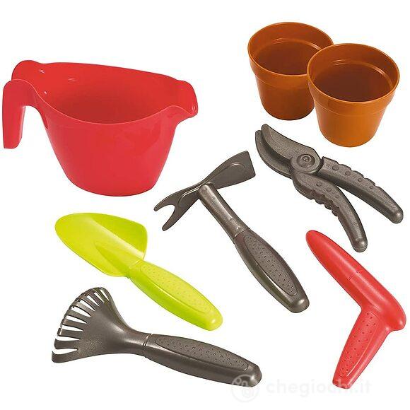 Garden&Season Carrellino con utensili da giardino 8 pz: inclusi annaffiattoio, vasi, forbice, zappa, rastrello, plaetta e foraterra (7600004479)