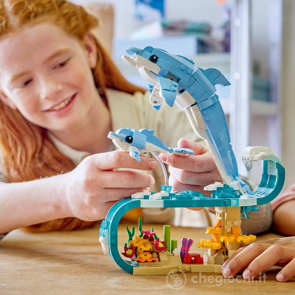 LEGO Creator 31385 3in1 Animali Marini: Meravigliosi Delfini Giocattolo, Si Trasforma in Cavalluccio Marino o Granchio, 9+