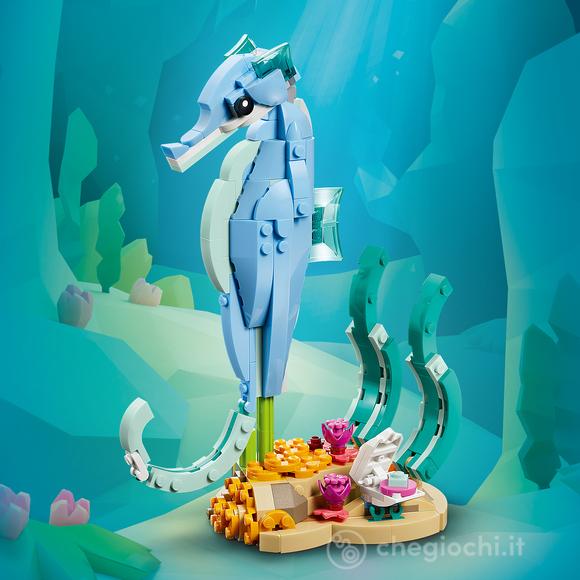 LEGO Creator 31385 3in1 Animali Marini: Meravigliosi Delfini Giocattolo, Si Trasforma in Cavalluccio Marino o Granchio, 9+