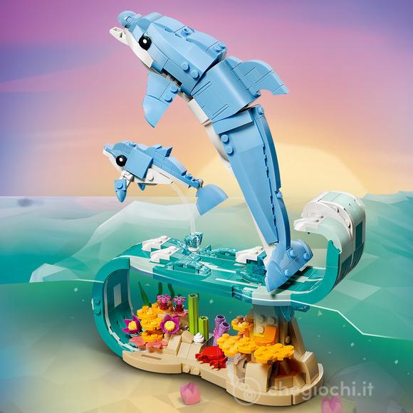 LEGO Creator 31385 3in1 Animali Marini: Meravigliosi Delfini Giocattolo, Si Trasforma in Cavalluccio Marino o Granchio, 9+