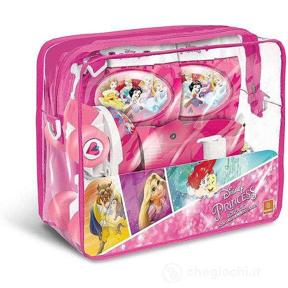 Pattini a rotelle Regolabili Princess Disney Taglia 22/29 Set Completo di Borsa Trasparente, gomitiere e Ginocchiere (18488)