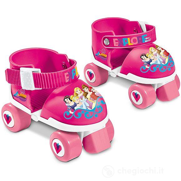 Pattini a rotelle Regolabili Princess Disney Taglia 22/29 Set Completo di Borsa Trasparente, gomitiere e Ginocchiere (18488)