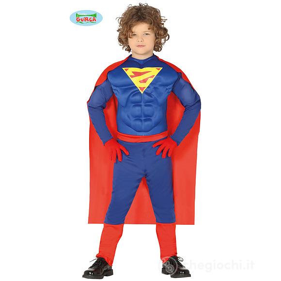 Costume Supereroe Muscoloso Mantello Rosso Bambino Taglia 10-12 Anni (88490)