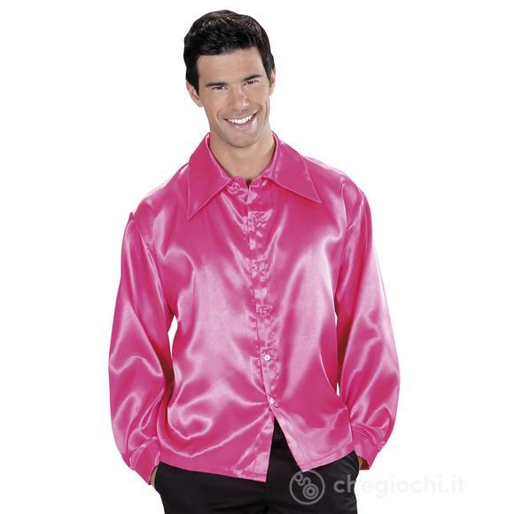 Camicia Disco Anni 70 Pink In Raso S