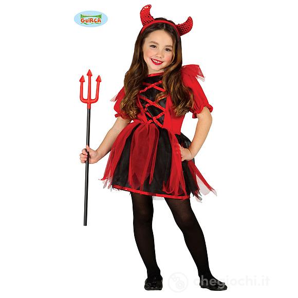 Costume Rosso E Nero Diavolessa Bambina Taglia 7-9 Anni (85503)
