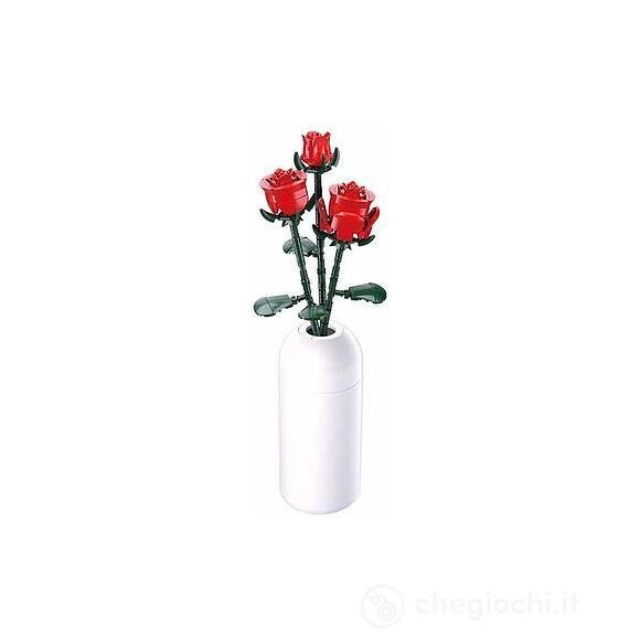 Flower Triplo Stelo Rosa Con Vaso