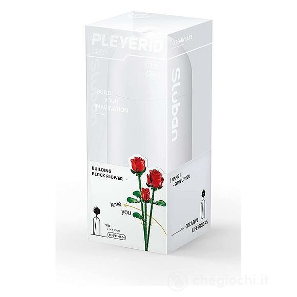 Flower Triplo Stelo Rosa Con Vaso