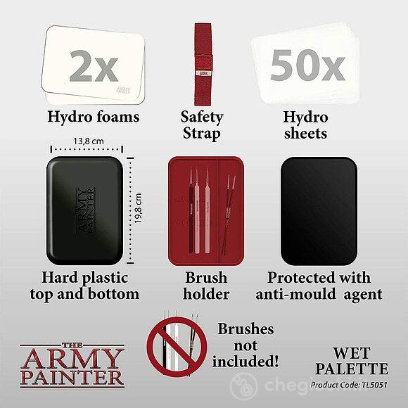 Tavolozza Umida Porta Pennelli 50 Strati e 2 Spugne per Pittura miniature - Army Painter Wet Palette