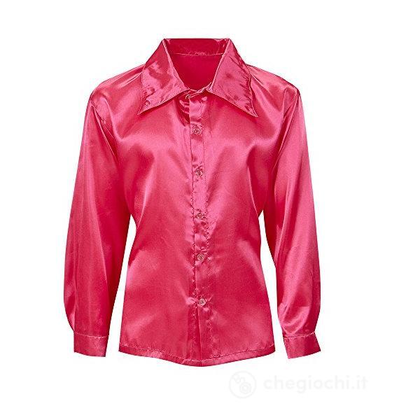 Camicia Disco Anni 70 Pink In Raso