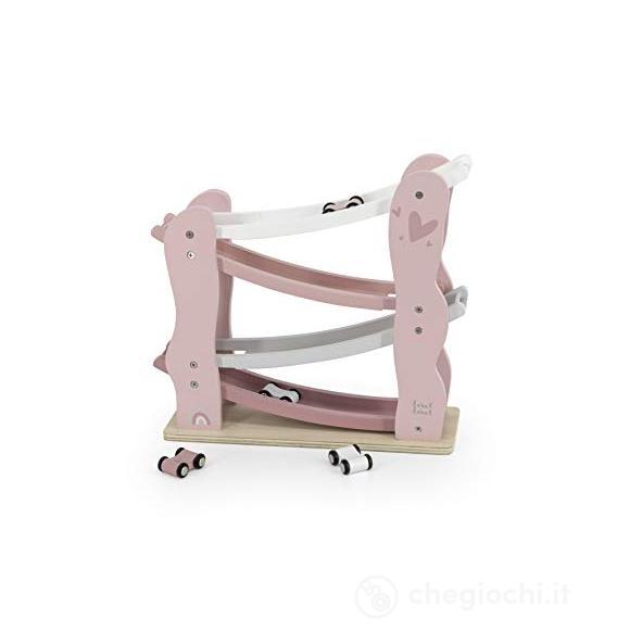Pista Macchinine Legno Rosa