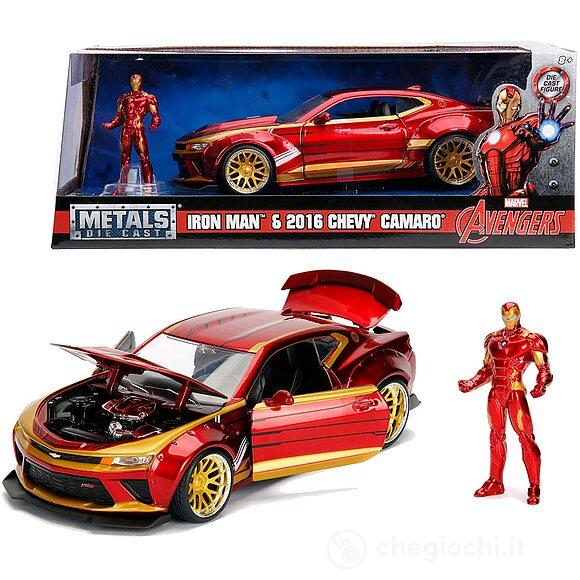 Marvel Iron Man Chevy Camaro Ss Del 2016 In Scala 1:24 Con Personaggio Di Iron Man  Die Cast