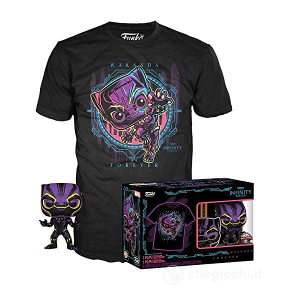 Marvel: Black Light - Pop Funko & Tee Box Black Panther 9cm (T-Shirt Xl)