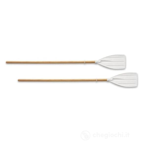 Coppia Remi 115cm D22 Manico In Legno A Pala Fissa