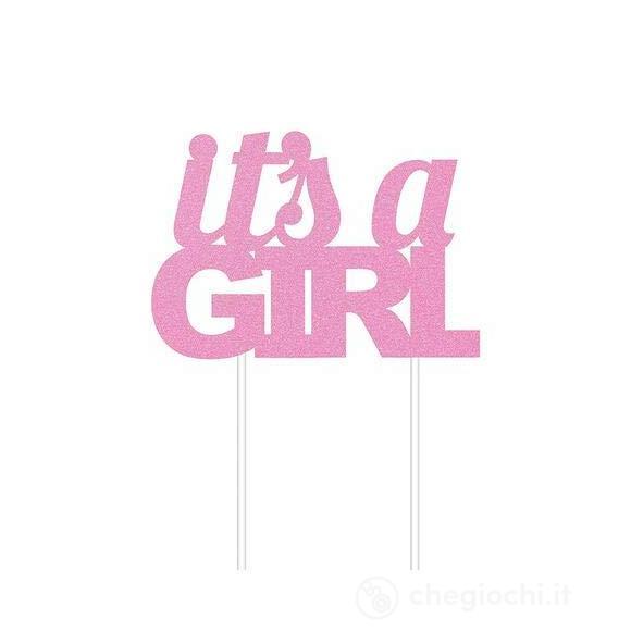 Cake Topper 12/1 Pink Girl Glitter