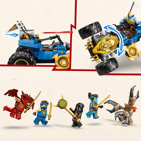 LEGO NINJAGO 71856 2in1 Auto Mutaforma di Jay, Macchina Giocattolo con 5 Minifigure, Shuriken e Spade, Regalo per Bambini 8+