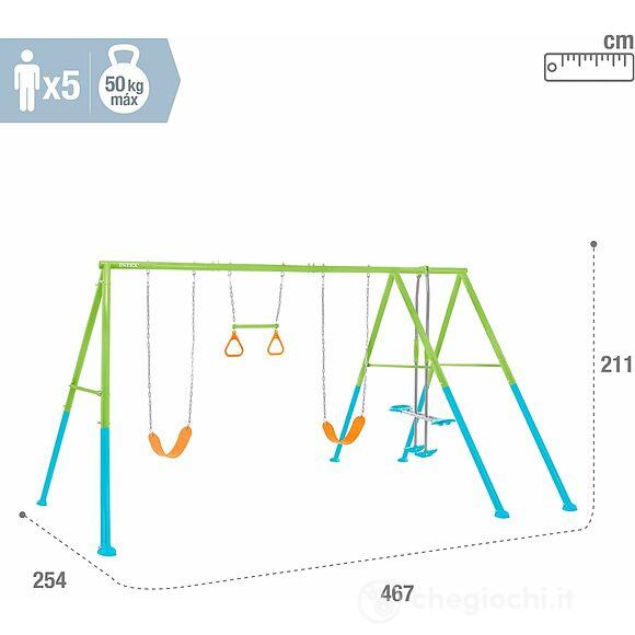 Altalena 4 funzioni con 2 seggiolini dondolo e trapezio (44130)