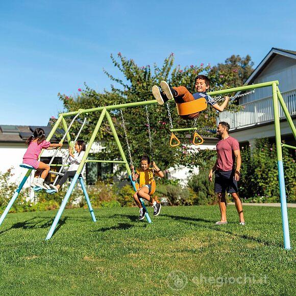 Altalena 4 funzioni con 2 seggiolini dondolo e trapezio (44130)
