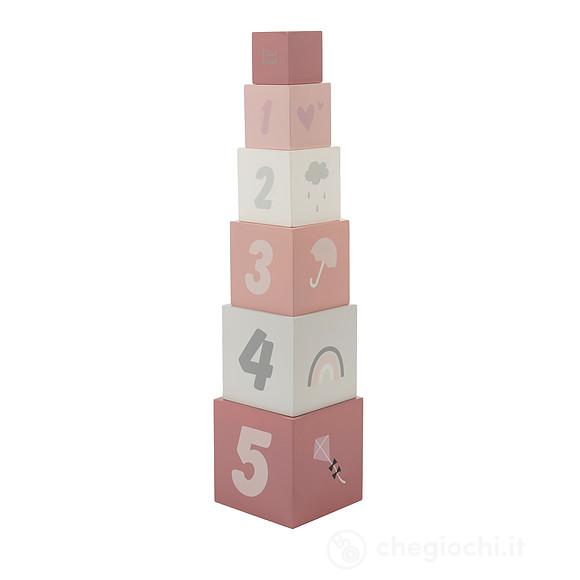 Cubi in legno numerati rosa (LLWT-25309)