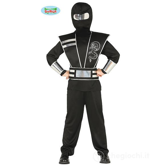Costume Ninja Nero E Argento Bambino Taglia 7-9 Anni (88539)