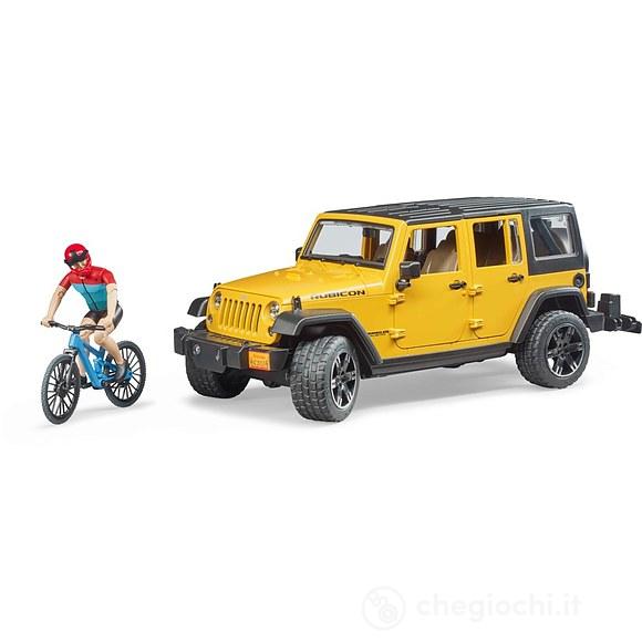 Jeep Wrangler con bicicletta e ciclista (02543)