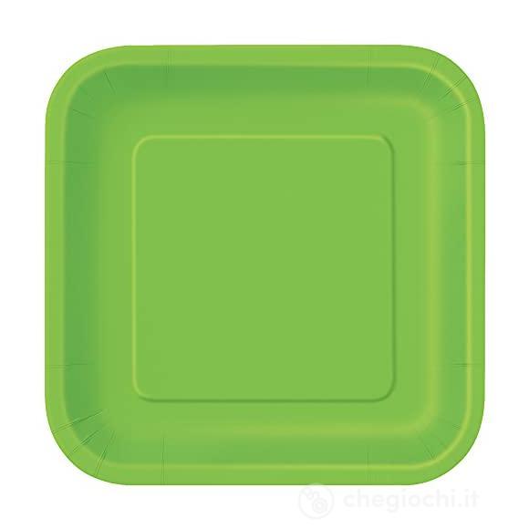 14 Lime Green 9In Square Plate Sup. Piatto Carta Quadrato 23 Cm Verde Lime