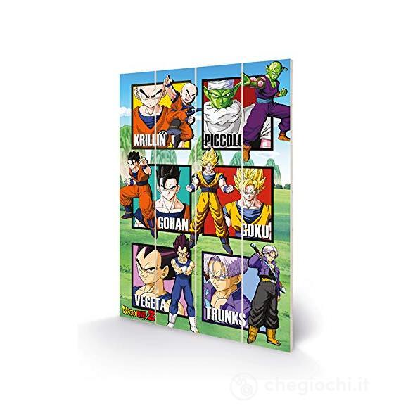 Dragon Ball Warrior Squares Wood Print