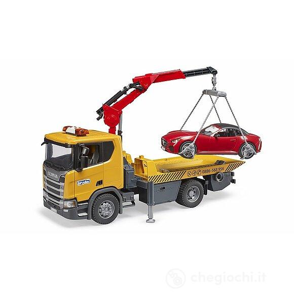 Camion di soccorso stradale Scania Super 560R con modulo Light + Sound e roadster BRUDER (03552)
