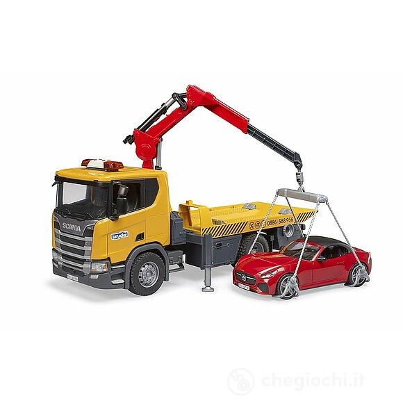 Camion di soccorso stradale Scania Super 560R con modulo Light + Sound e roadster BRUDER (03552)
