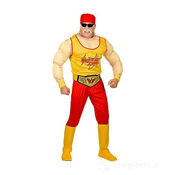 Wrestling Champ (Maglia Muscoli, Pantaloni, Cintura, Copristivali, Bandana) XL