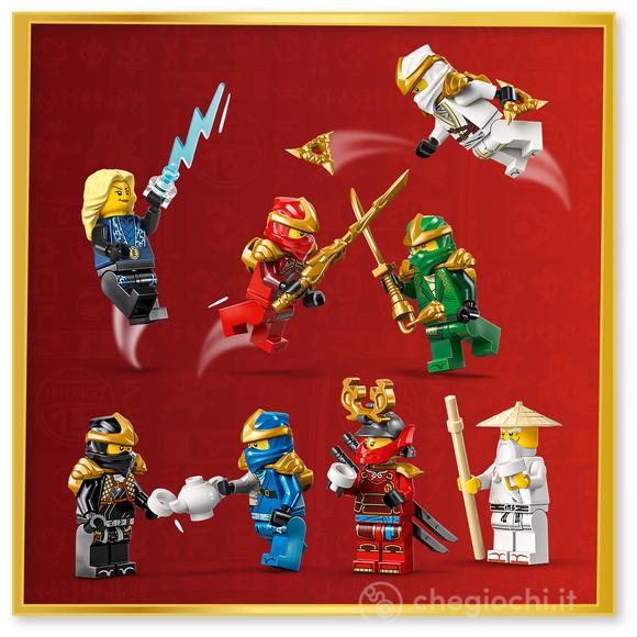 LEGO NINJAGO 71866 Display Personaggi Ninja – 15° Anniversario, Kit con Porta del Monastero, 8 Minifigure e Spade