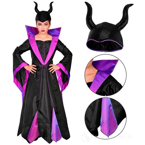 Malefica (vestito con sottogonna a cerchio, copricapo) 116 cm / 4-5 anni   - Costume Bimba - Fantasia e Favole