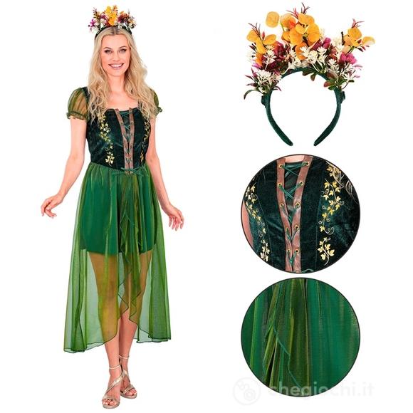 Regina Della Foresta (vestito, copricapo) M - Costume Adulto Donna - Fantasia e Favole, Nobili e Reali