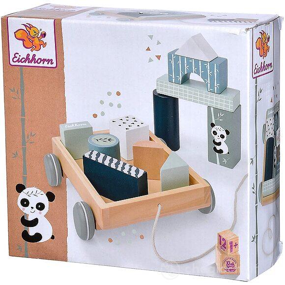 Vagoncino trainabile legno con mattoncini 18x17,5 cm (100003800)