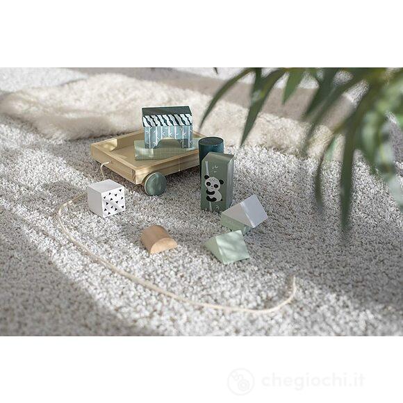 Vagoncino trainabile legno con mattoncini 18x17,5 cm (100003800)